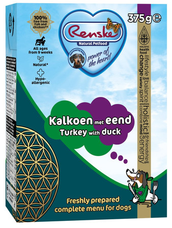 Zestaw 10x Renske Fresh turkey with duck - świeży indyk z kaczką dla psów (375 g)