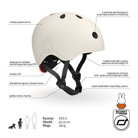 SCOOTANDRIDE Kask XXS-S dla dzieci 1-5 lat Miffy Ash