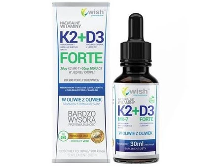 Wish K2 + D3 Forte 30 ml 900 porcji