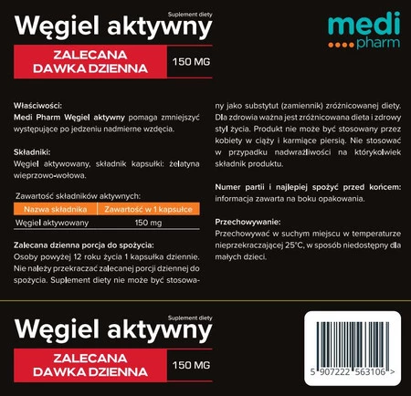 Medi Pharm Węgiel Aktywny 20 kaps.