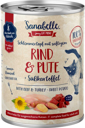 BOSCH Sanabelle Rind / Pute Wołowina Indyk Bataty 380g