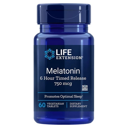 Life Extension − Melatonin 750 mcg 6 Hour Time Release − 60 tabl.