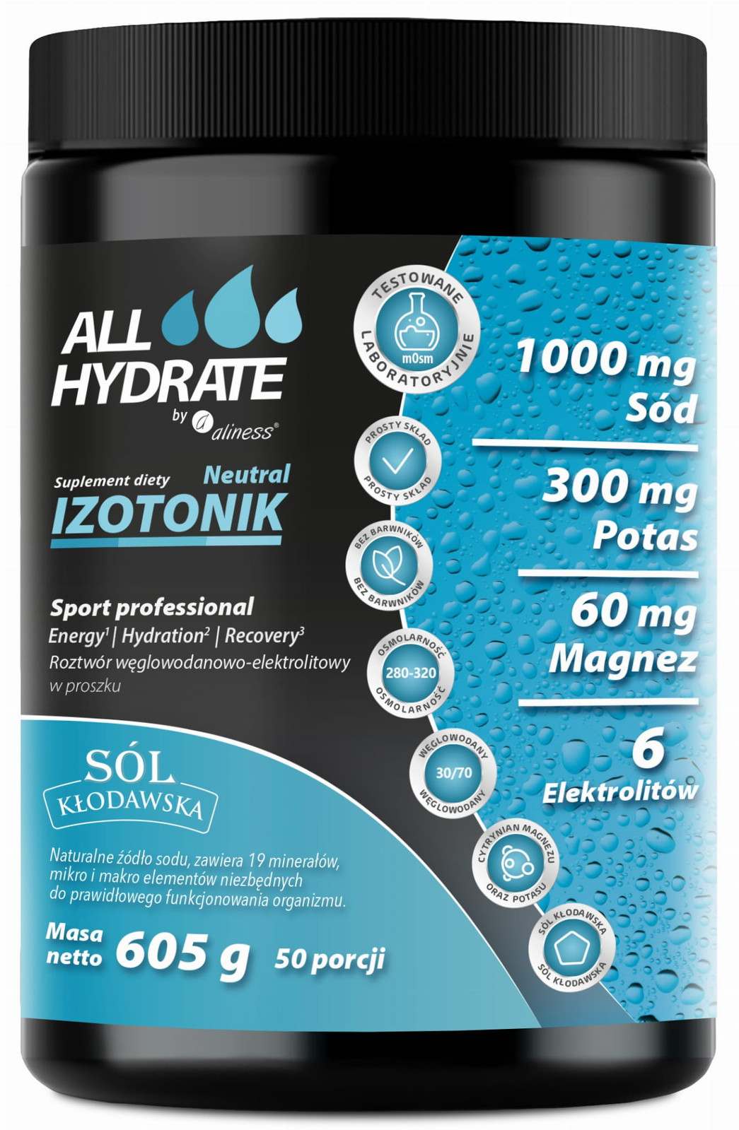 Aliness ALLHydrate, Izotonik Sport Neutral 605g, 50 porcji - Nabea.pl