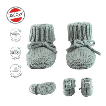 Lodger Buciki niechodki z wełny merino 100% miętowe Silk 0-6 m