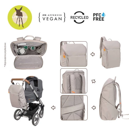 Lassig Green Label Plecak dla mam z akcesoriami Slender Up Backpack taupe