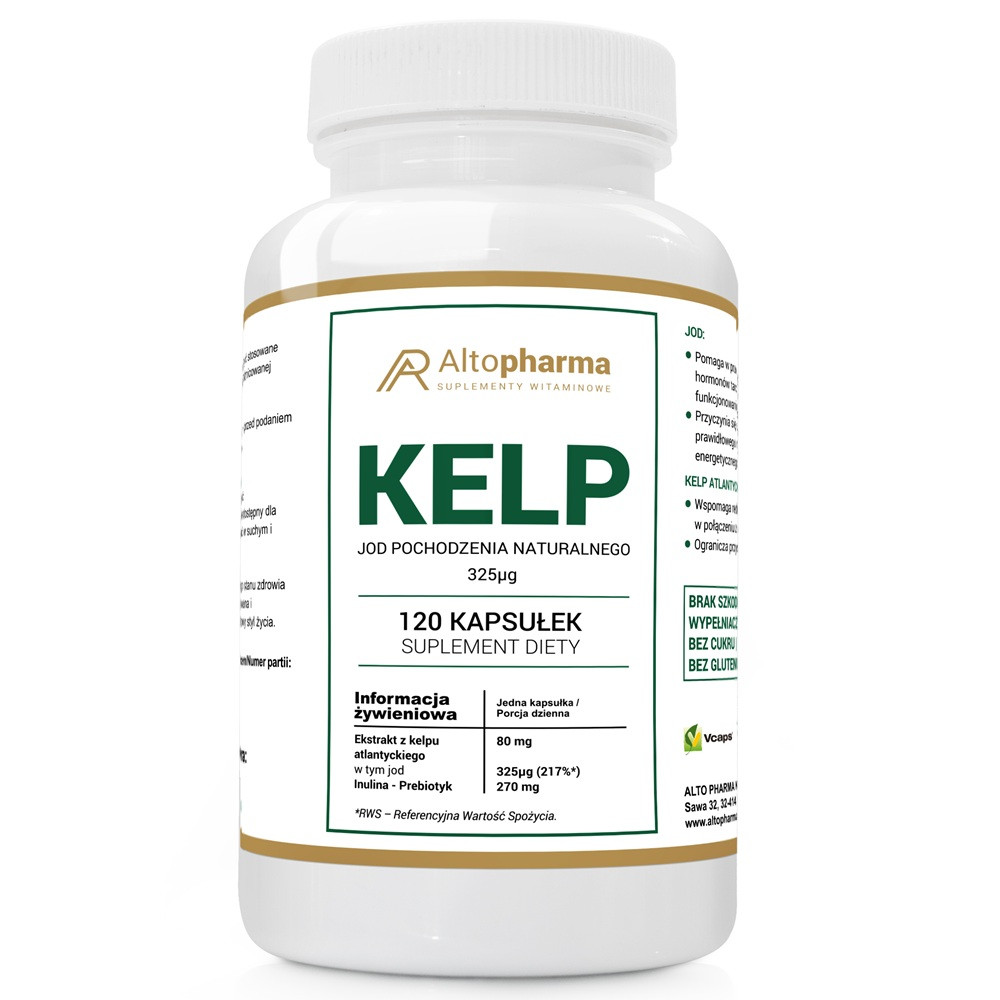 Altopharma Kelp ekstrakt Jod 325 μg + Prebiotyk Vege 120 kaps. - Nabea.pl