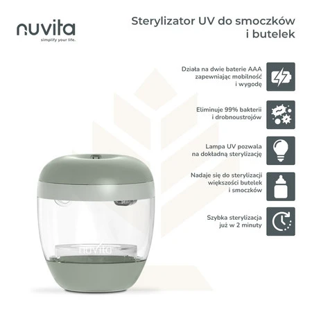 Nuvita, Sterylizator UV do smoczków i butelek, Sage Green
