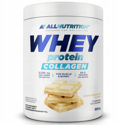 ALLNUTRITION WHEY Protein Collagen odżywka białkowa koncentrat z peptydami koleganu 500g smak biała czekolada