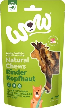 WOW Natural Chews Rinderkopfhaut - suszona skóra wołowa z głowy (350g)