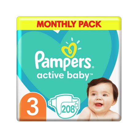Pampers Pieluchy R3 Active Baby Monthly Box 208
