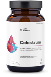 Aura Herbals Colostrum 500 mg wsparcie układu odpornościowego 66g smak słodka malina