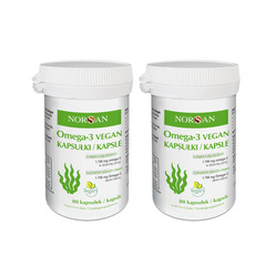 Zestaw 2x Norsan Omega-3 roślinny olej z Alg 80 vege kaps.