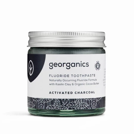 Georganics, Organiczna pasta do zębów z fluorem w słoiku, Activated Charcoal, 60ml