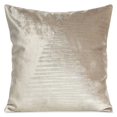 Świąteczna poszewka dekoracyjna z błyszczącym wzorem i ozdobną lamówką rozm.: 45 x 45 cm, kolor: beżowy