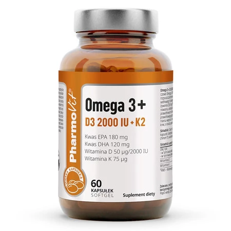 Pharmovit Omega 3 + Witamina D3 2000 IU + K2 60 kaps.