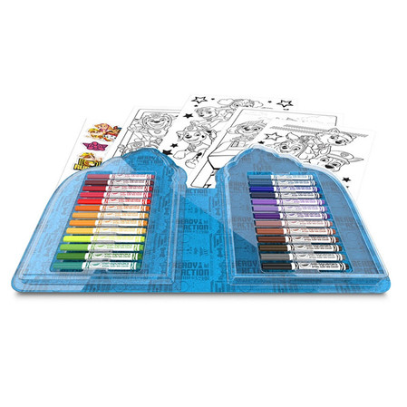 Crayola Zestaw artystyczny (kolorowanki dla dzieci, naklejki i flamastry) 47 el. Psi Patrol 4+