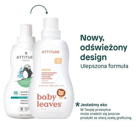 Attitude BABY LEAVES™, Płyn do prania ubranek dziecięcych o zapachu nektaru gruszkowego, 1050 ml