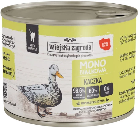 WIEJSKA ZAGRODA Kot Monobiałkowa Kaczka 200g