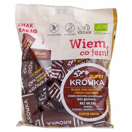 Super Krówka − Krówki bezmleczne kakaowe bezgl. BIO − 150 g