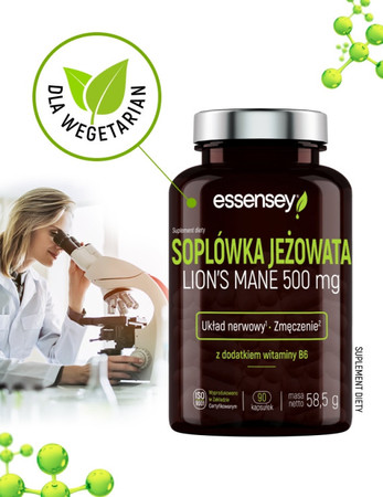 Essensey Soplówka Jeżowata + witamina B6 na wsparcie układu nerwowego 90 kaps.