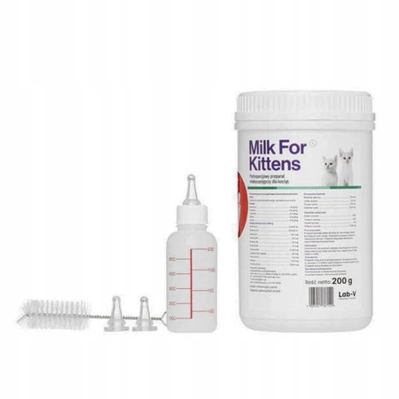 Lab-V Milk For Kittens preparat mleko zastępczy dla kociąt -zestaw z butelką 200g