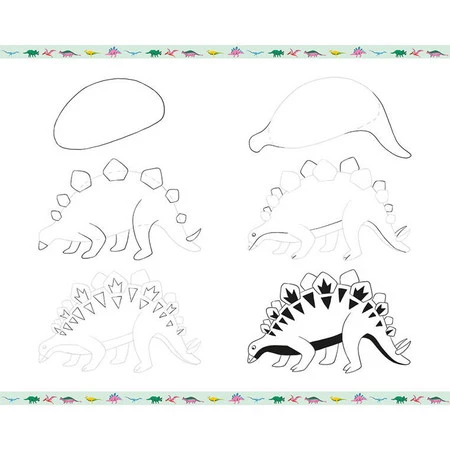 Janod Zestaw kreatywny Rysowanie krok po kroku Dinozaury 20 rysunków 7+