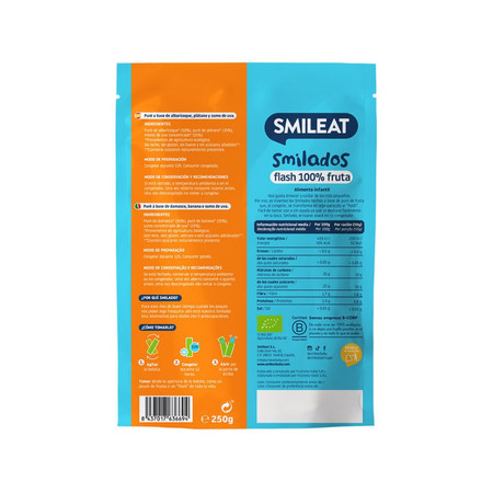 Smileat, Bio Smilados, Mus owocowy do mrożenia o smaku moreli i banana, idealny na ząbkowanie 6m+, 5x50g