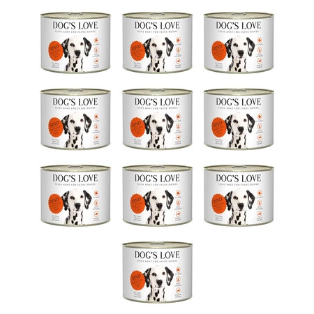 Zestaw 10x DOG'S LOVE Rind - wołowina z jabłkiem, szpinakiem i cukinią (200g)