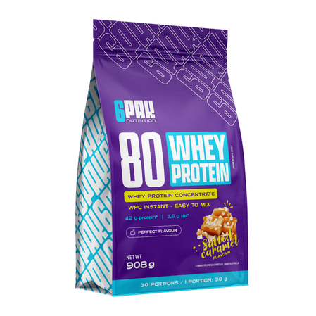 6PAK 80 WHEY PROTEIN odżywka białkowa WPC 908 g smak słony karmel