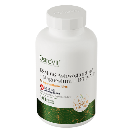 Ostrovit KSM-66 Ashwagandha® + Magnez + B6 P-5-P VEGE 90 kaps.