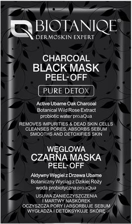Zestaw 3x Biotaniqe, PureDetox węglowa maska peel-off, 8ml