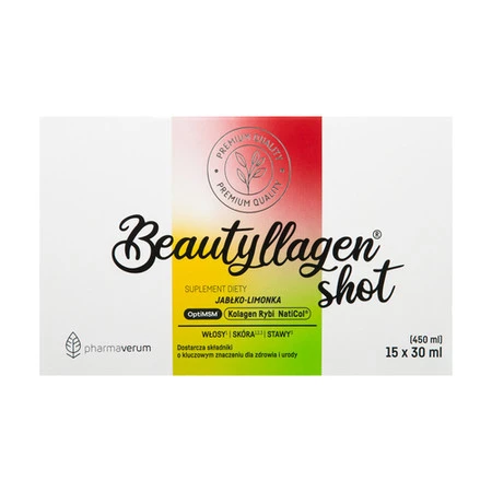 Zestaw 2x Pharmaverum Beautyllagen Shot Kolagen smak jabłko i limonka 30 ml x 15 szt