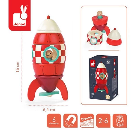 Janod Rakieta drewniana magnetyczna