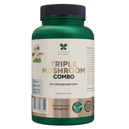 Lanco Nutritions Triple Mushroom Combo Lions Mane Reishi Kordyceps 60 kaps.