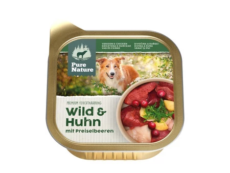 Zestaw 10x PURE NATURE DOG Wild Huhn - dziczyzna i kurczak z żurawiną dla dorosłych psów (150g)