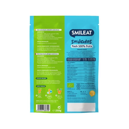 Smileat, BIO Smilados, Mus owocowy do mrożenia o smaku gruszki i brzoskwini, idealny na ząbkowanie 6m+, 5x50g