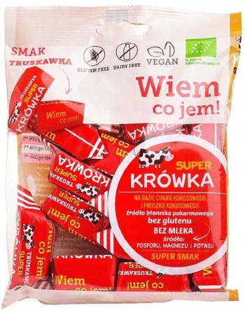 Super Krówka − Krówki bezmleczne truskawkowe bezgl. BIO − 150 g