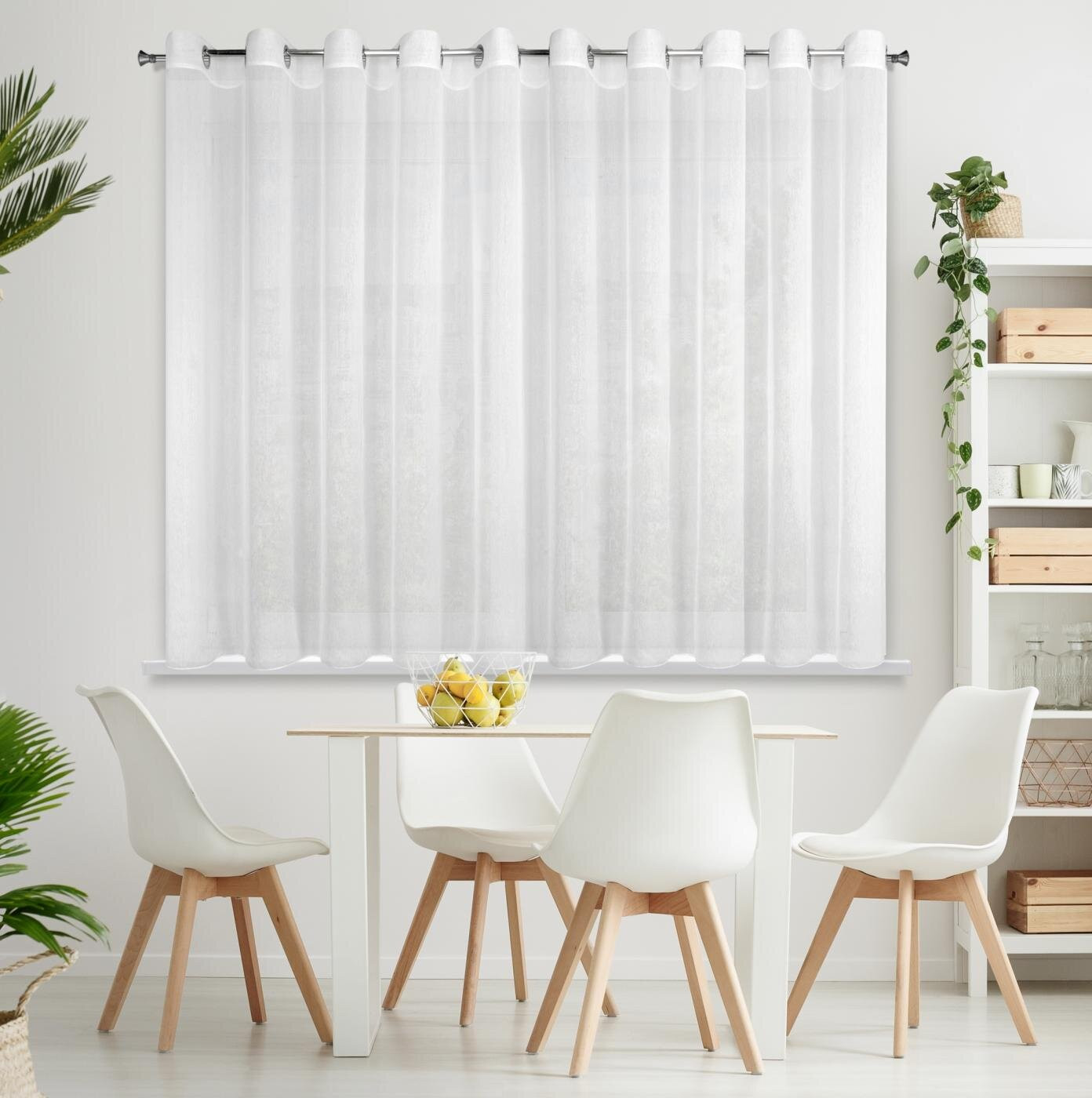 Firana gotowa biała przelotki 300X150