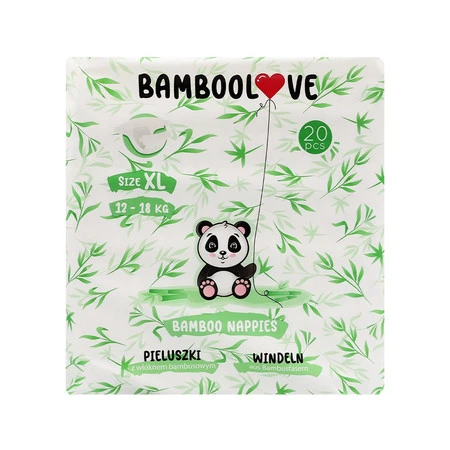 BAMBOOLOVE, Pieluszki jednorazowe bambusowe, rozmiar XL (12-18 kg), 20 szt.