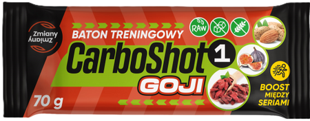 Zmiany Zmiany Baton Proteinowy Treningowy CarboShot 1 Goji bezglutenowy bez cukru 70g