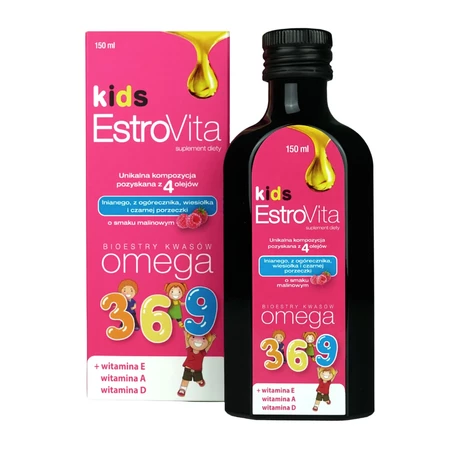 EstroVita KIds Omega 3-6-9 dla dzieci 150 ml smak malina