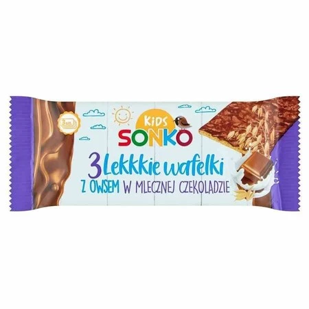 Lekkie Wafelki z owsem w czekoladzie mlecznej SONKO, 36g