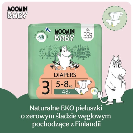 MOOMIN Baby, Pieluszki 3 MIDI 5-8 kg, 48 szt. EKO