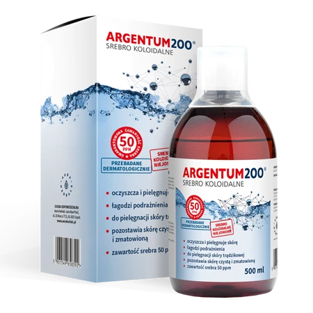 Aura Herbals, Argentum 200, Srebro Koloidalne 50 ppm, 500 ml