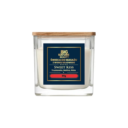 Big Nature Świeca sojowa do masażu Truskawka, Malina i Róża 80g