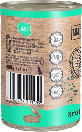 WIEJSKA ZAGRODA Królik z Indykiem bez zbóż 400g