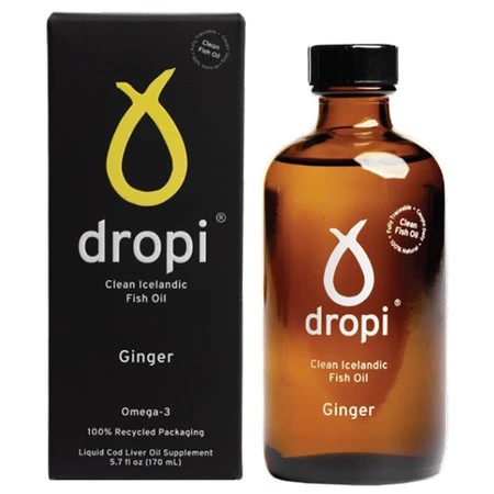 Dropi Ginger Olej z wątroby dorsza 170 ml smak imbir