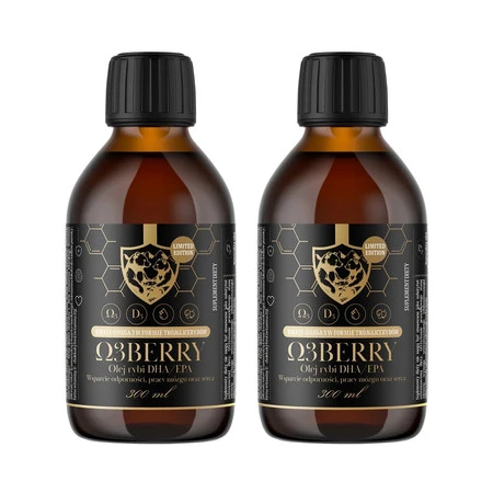 Zestaw 2x Powerful Brand Omega 3 kwasy tłuszczowe DHA i EPA 300ml smak czarna porzeczka