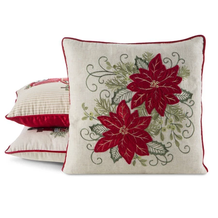 Poszewka świąteczna 45x45 cm – z haftem, Gwiazda Betlejemska