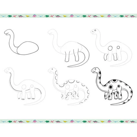 Janod Zestaw kreatywny Rysowanie krok po kroku Dinozaury 20 rysunków 7+